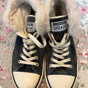Women's Gray Velvet High-Top Sneakers